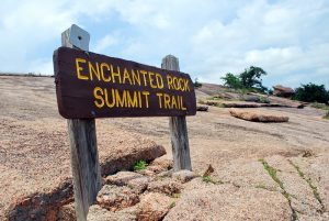 Enchanted Rock - Credit: Chia Wei Yew on Flickr Commons Enchanted Rock Summit Trail sign in Texas