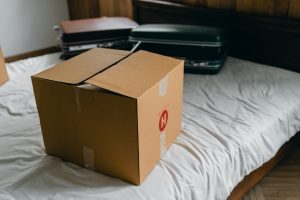 moving box on a bed