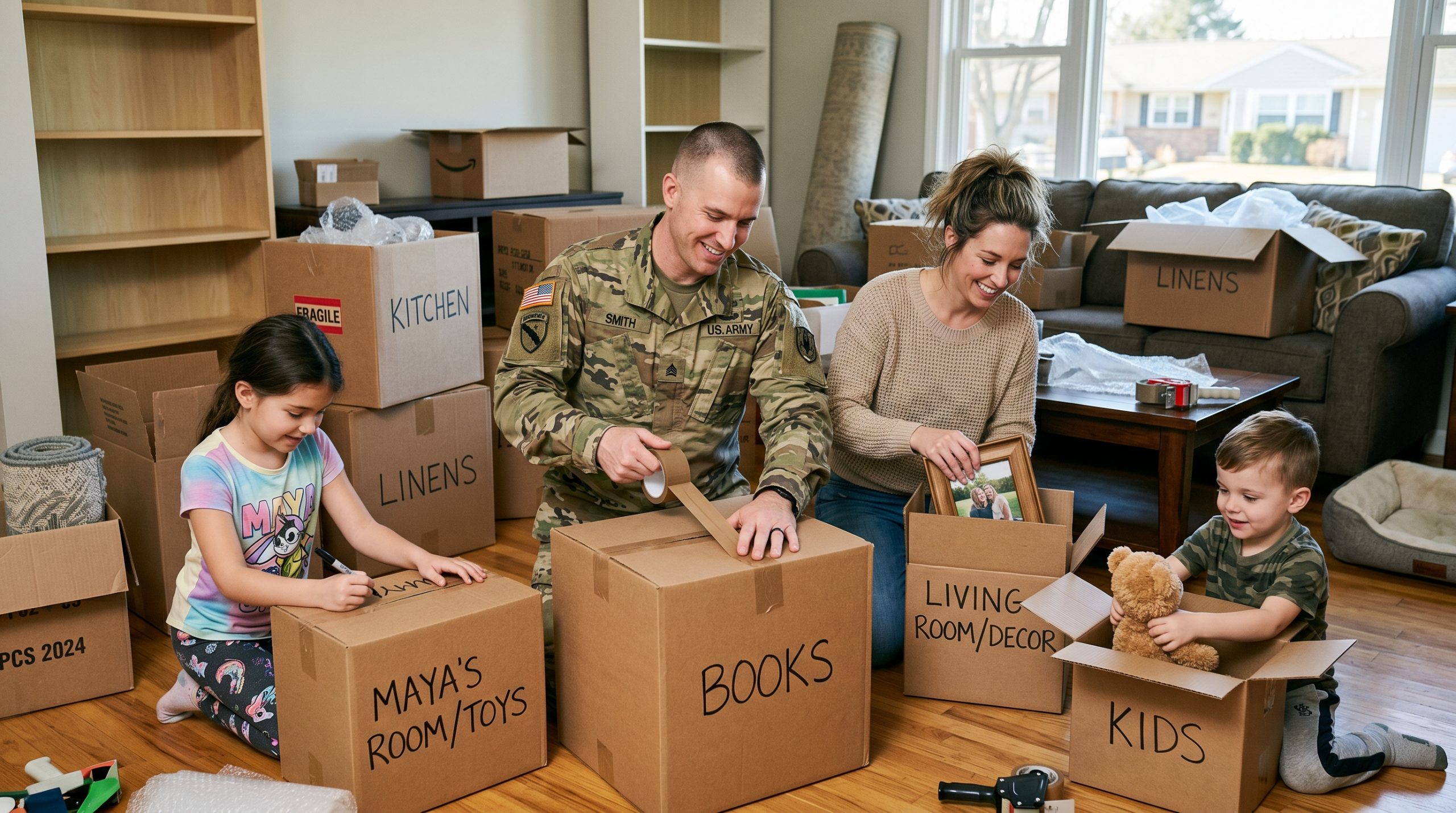 Military man with family